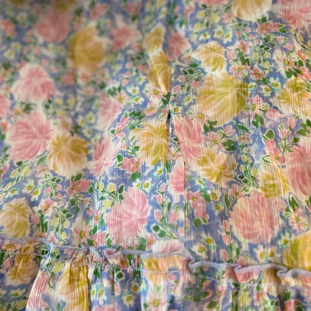 New ASTER the label revolve Primrose Floral Strappy Back Maxi Dress blue pink - Picture 7 of 10